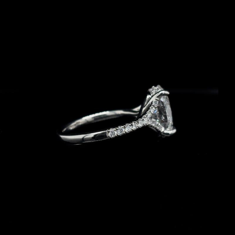 Oval Crossover Split Shank Lab Diamond Engagement Ring right view.