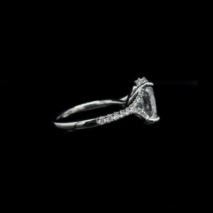 Oval Crossover Split Shank Lab Diamond Engagement Ring right view.