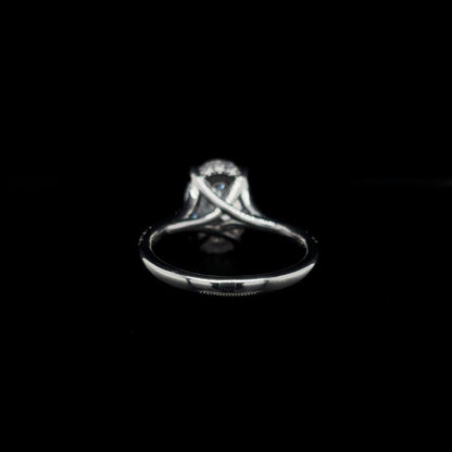 Oval Crossover Split Shank Lab Diamond Engagement Ring back view.