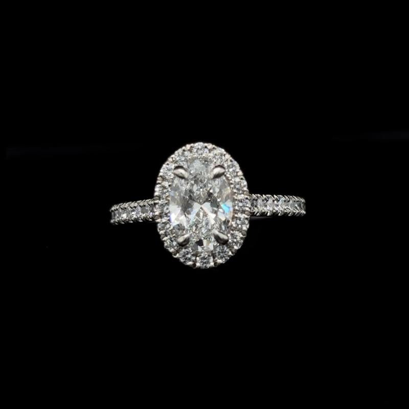 Oval Halo Lab Diamond Engagement Ring front view.