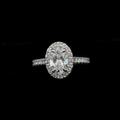 Oval Halo Lab Diamond Engagement Ring front view.