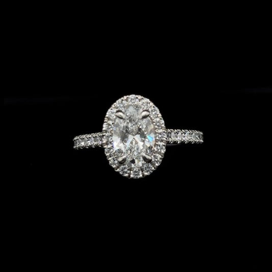 Oval Halo Lab Diamond Engagement Ring (1.65cts Total, 1.06ct Centre)