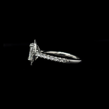 Oval Halo Lab Diamond Engagement Ring left view.
