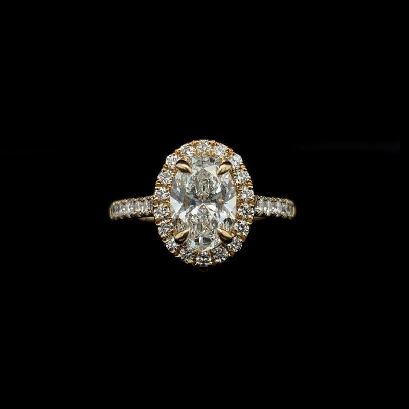 Oval Halo Lab Diamond Engagement Ring front view.