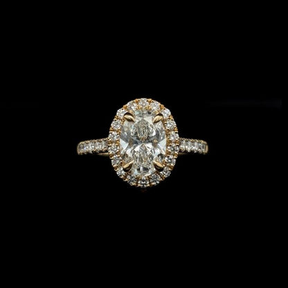 Oval Halo Lab Diamond Engagement Ring front view.