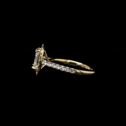 Oval Halo Lab Diamond Engagement Ring left view.