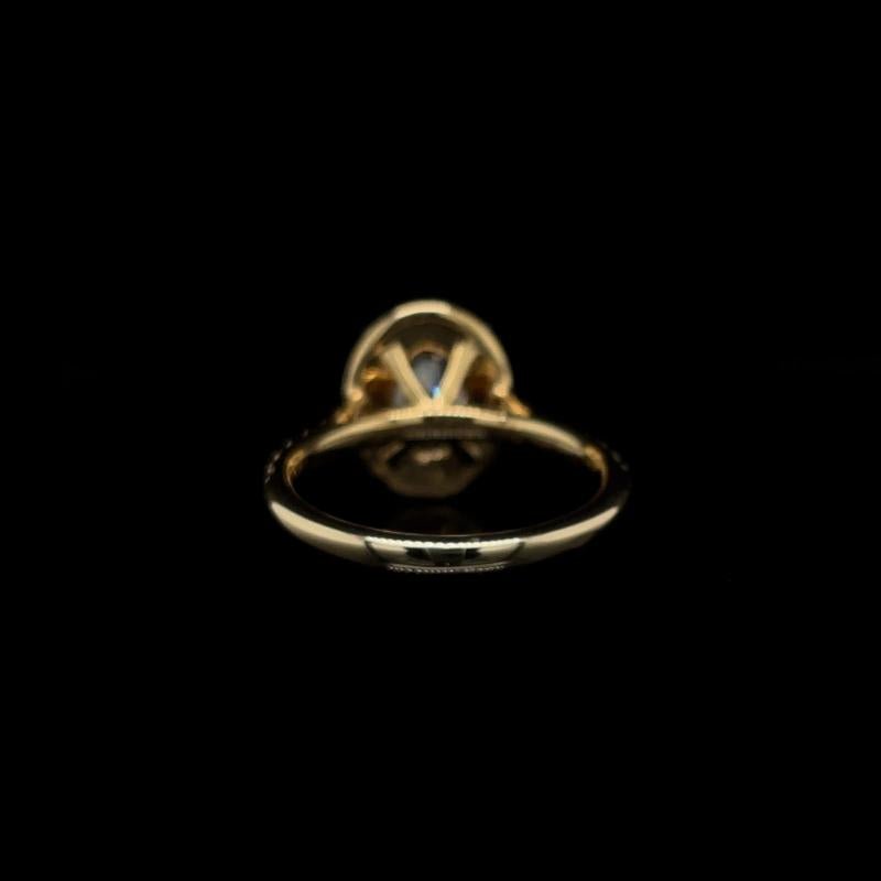 Oval Halo Lab Diamond Engagement Ring back view.