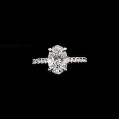 Oval Lab Diamond Engagement Ring front view.