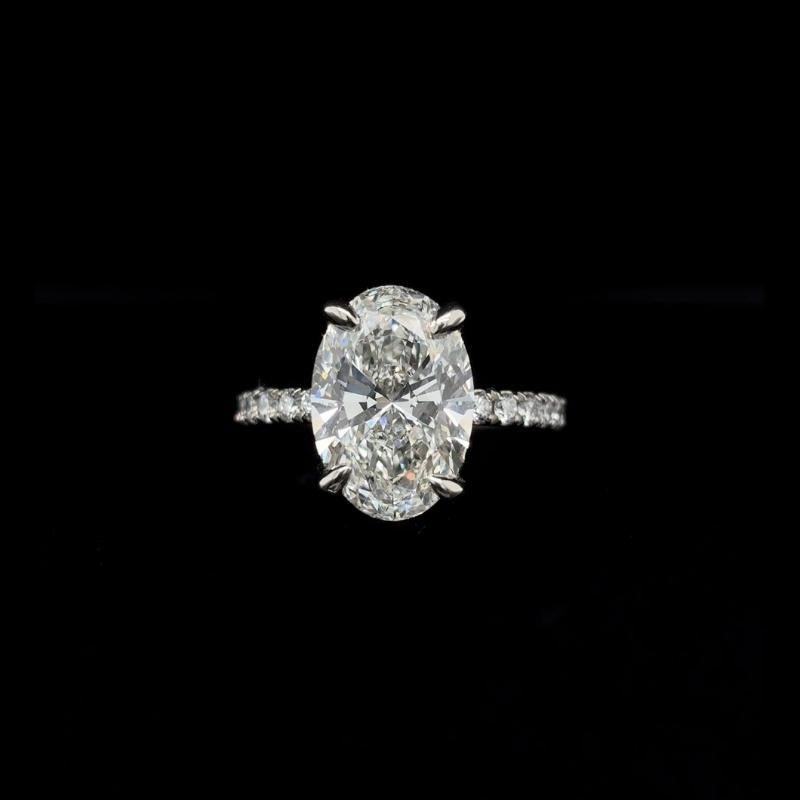 Oval Lab Diamond Engagement Ring  front view.