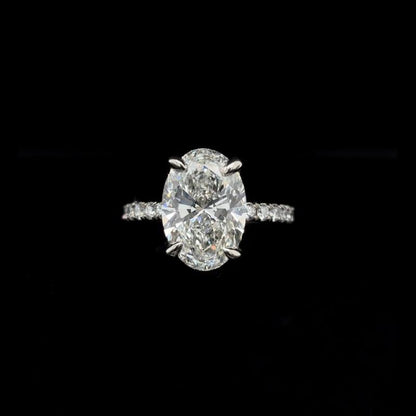 Oval Lab Diamond Engagement Ring  front view.