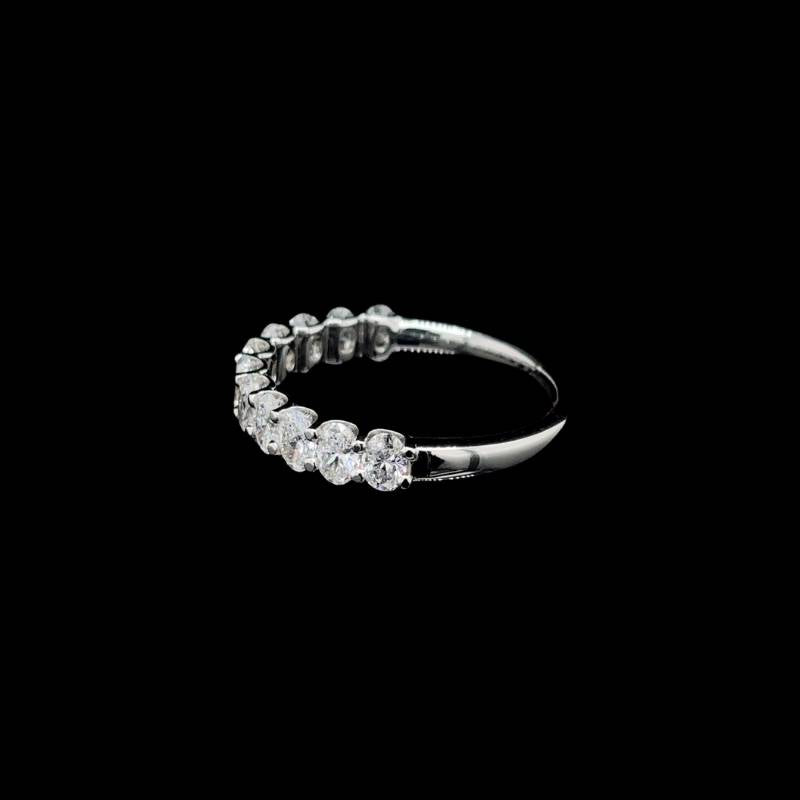 Oval Lab Diamond Wedding Band left view.