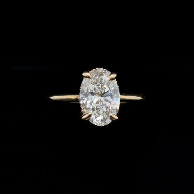 Oval Plain Band Lab Diamond Engagement Ring (2.20cts Total, 2.04cts Centre)