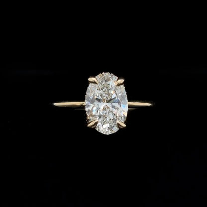 Oval Plain Band Lab Diamond Engagement Ring (2.20cts Total, 2.04cts Centre)