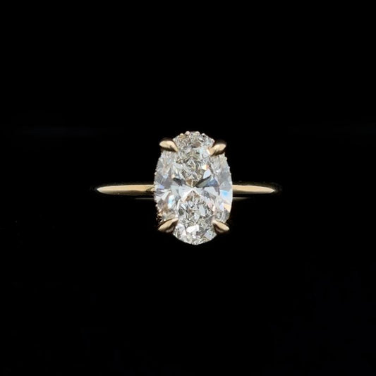 Oval Plain Band Lab Diamond Engagement Ring (2.20cts Total, 2.04cts Centre)