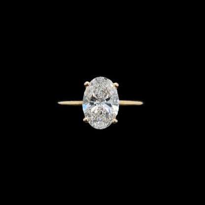 Oval Double Hidden Halo Lab Diamond Engagement Ring front view.
