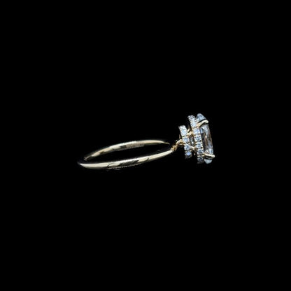 Oval Double Hidden Halo Lab Diamond Engagement Ring right view.