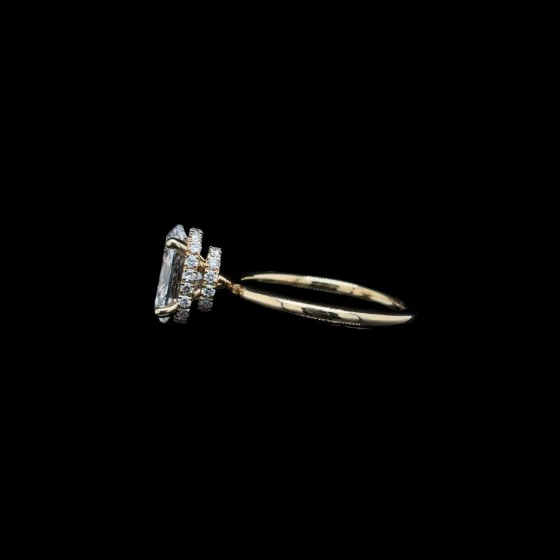 Oval Double Hidden Halo Lab Diamond Engagement Ring left view.