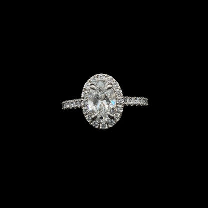 Oval Halo Lab Diamond Engagement Ring front view.