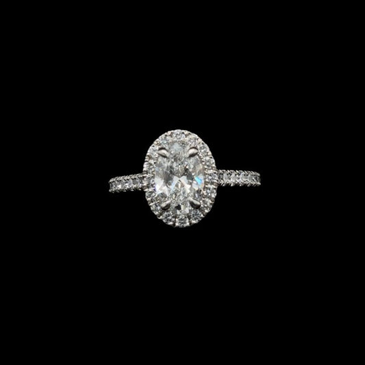 Oval Halo Lab Diamond Engagement Ring (2.15cts Total, 1.54ct Centre)