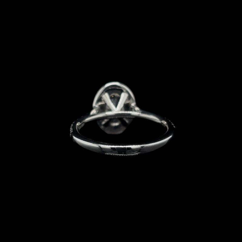 Oval Halo Lab Diamond Engagement Ring back view.