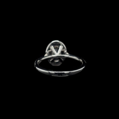 Oval Halo Lab Diamond Engagement Ring back view.