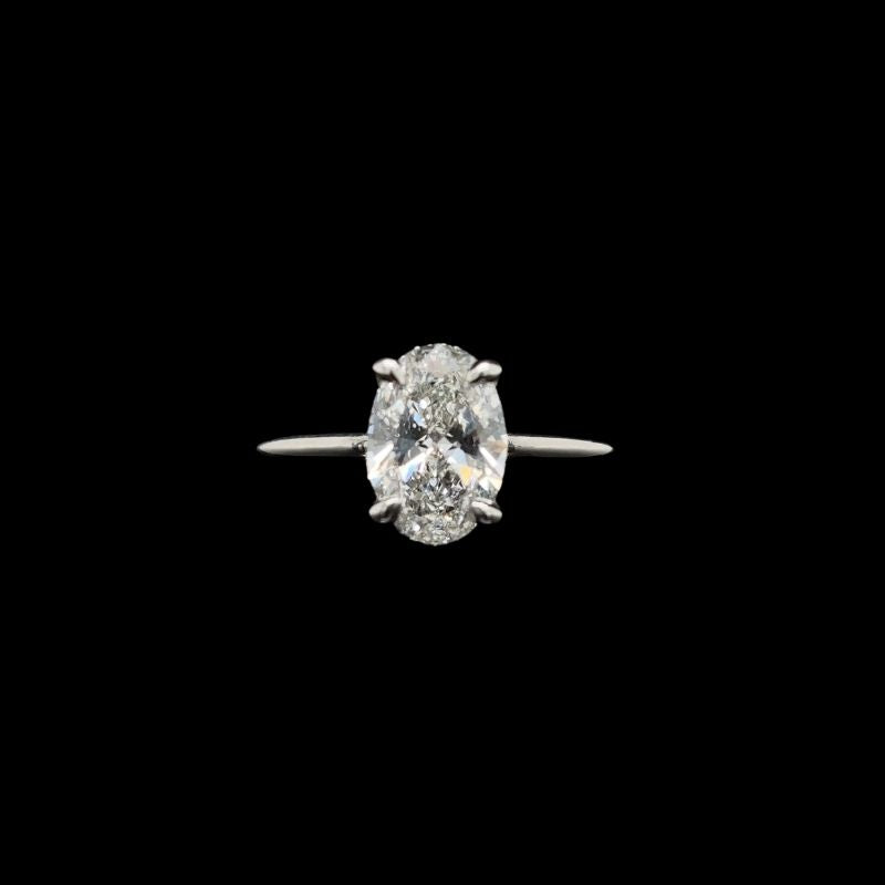 Oval Lab Diamond Engagement Ring front view.