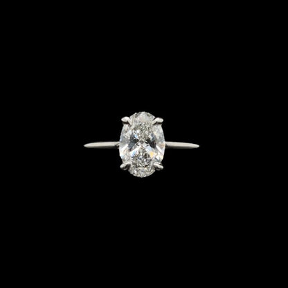 Oval Lab Diamond Engagement Ring front view.
