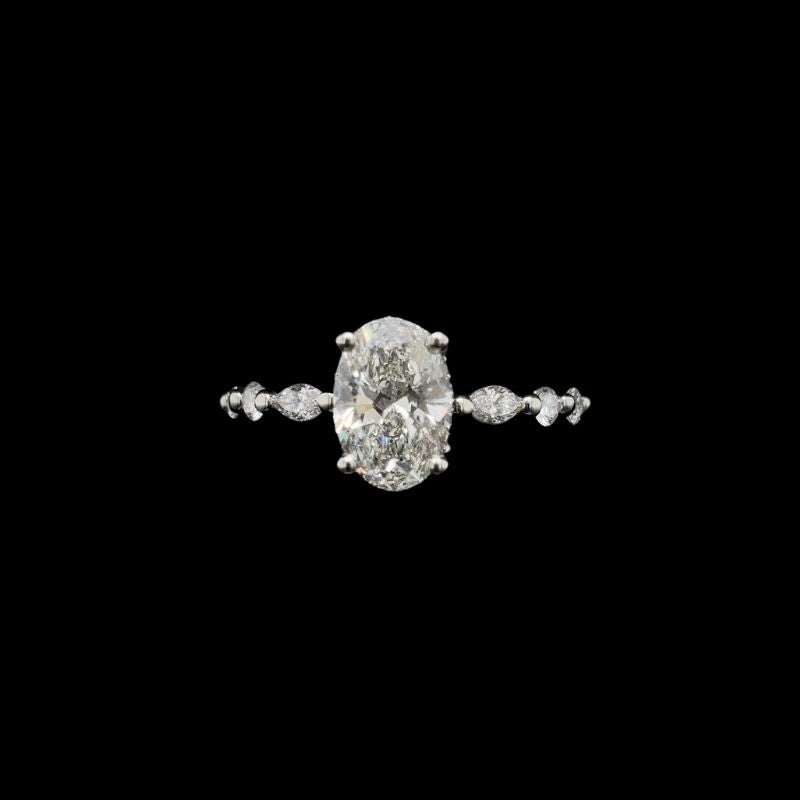 Oval Marquise Lab Diamond Engagement Ring (1.96ct Total, 1.54ct Centre)