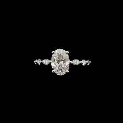 Oval Marquise Lab Diamond Engagement Ring (1.96ct Total, 1.54ct Centre)