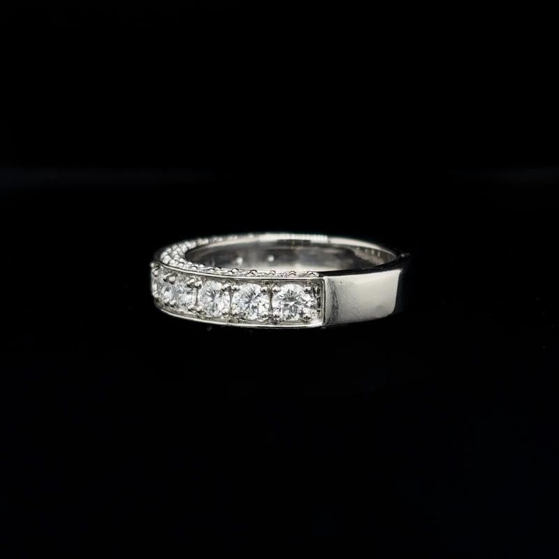 Pave Round Lab Diamond Wedding Band  left view.
