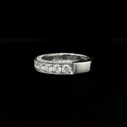 Pave Round Lab Diamond Wedding Band  left view.