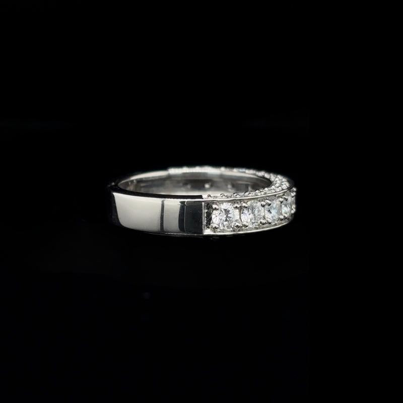 Pave Round Lab Diamond Wedding Band  right view. 