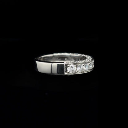 Pave Round Lab Diamond Wedding Band  right view. 
