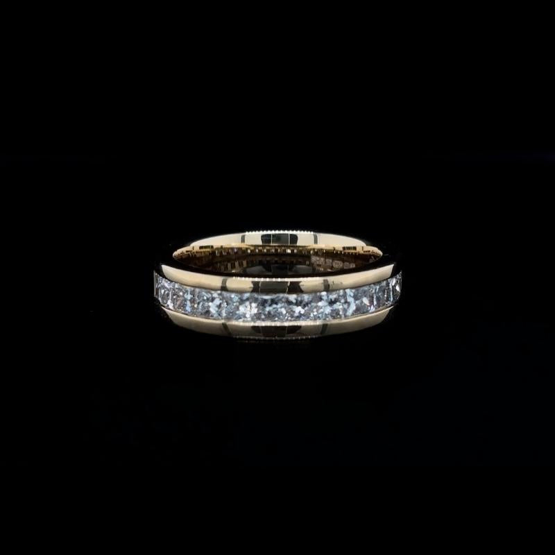 Princess Channel Set Lab Diamond Wedding Band front view. 