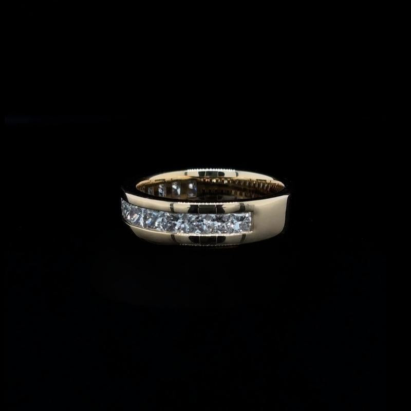 Princess Channel Set Lab Diamond Wedding Band left view.