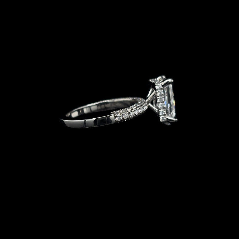Radiant 3D Pave Lab Diamond Engagement Ring right view.