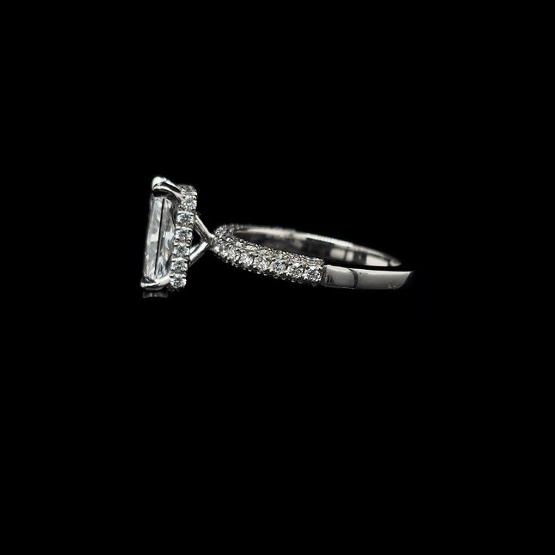 Radiant 3D Pave Lab Diamond Engagement Ring left view.
