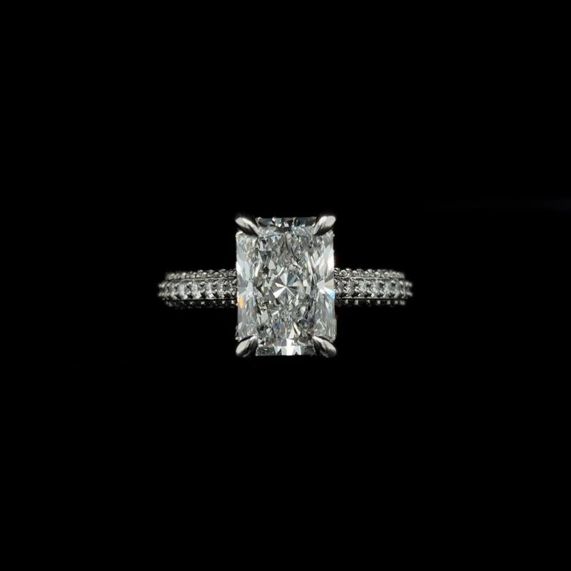 Radiant 3D Pave Lab Diamond Engagement Ring (3.95cts Total, 3.08cts Centre)