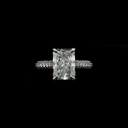 Radiant 3D Pave Lab Diamond Engagement Ring (3.95cts Total, 3.08cts Centre)