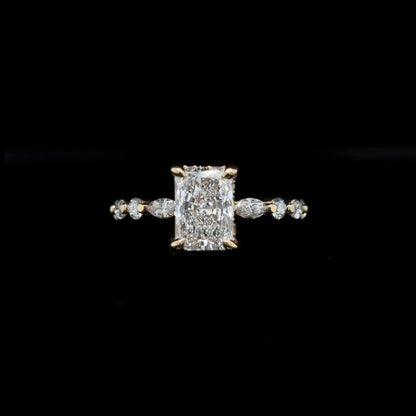 Radiant Bubble Marquise Lab Diamond Engagement Ring front view