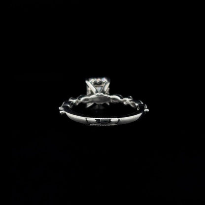Radiant Bubble Marquise Lab Diamond Engagement Ring back view. 