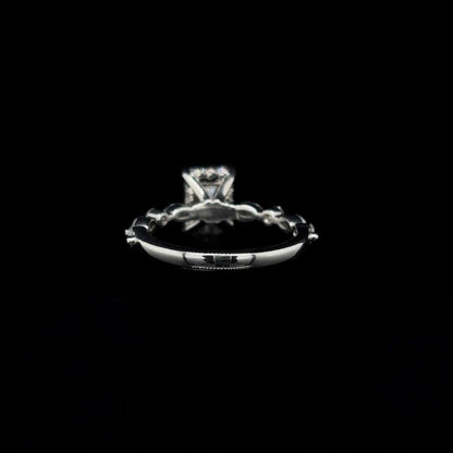 Radiant Bubble Marquise Lab Diamond Engagement Ring back view. 