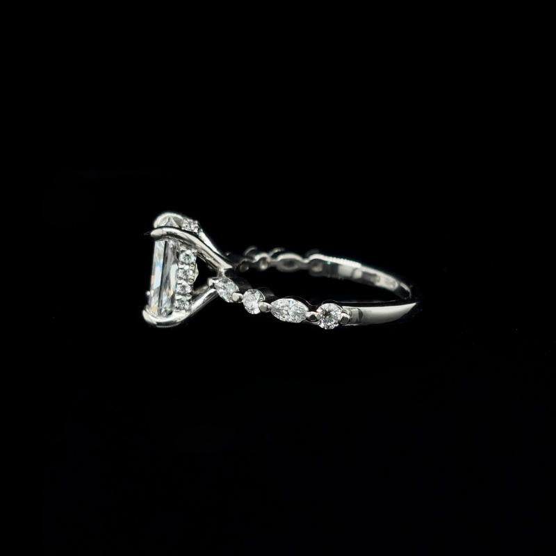 Radiant Bubble Marquise Lab Diamond Engagement Ring left view. 