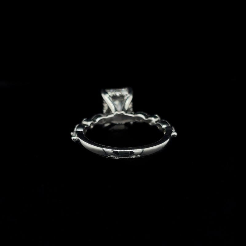 Radiant Bubble Marquise Lab Diamond Engagement Ring back view. 