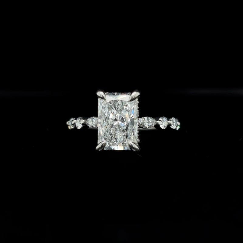Radiant Bubble Marquise Lab Diamond Engagement Ring front view
