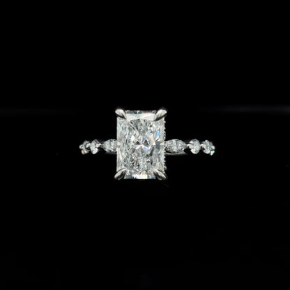 Radiant Bubble Marquise Lab Diamond Engagement Ring front view