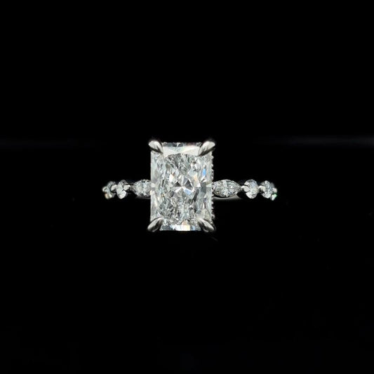 Radiant Bubble Marquise Lab Diamond Engagement Ring (3.18cts Total, 2.58cts Centre)