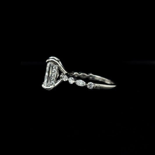 Radiant Bubble Marquise Lab Diamond Engagement Ring (3.18cts Total, 2.58cts Centre)