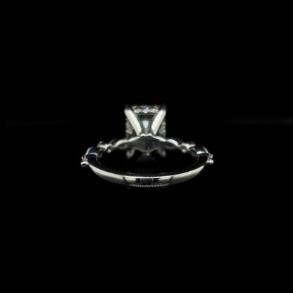 Radiant Bubble Marquise Lab Diamond Engagement Ring back view. 