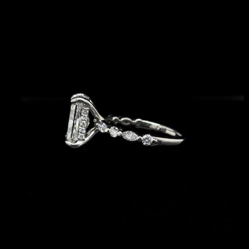 Radiant Bubble Marquise Lab Diamond Engagement Ring left view.